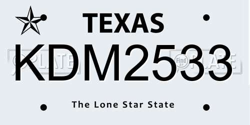 KDM2533 Texas License Plate
