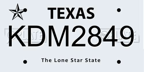 KDM2849 Texas License Plate