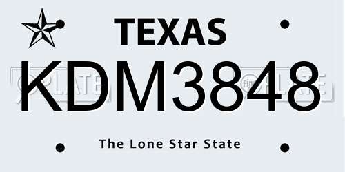 KDM3848 Texas License Plate