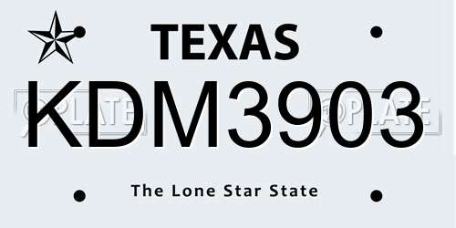 KDM3903 Texas License Plate