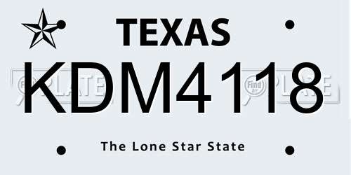 KDM4118 Texas License Plate