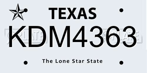 KDM4363 Texas License Plate