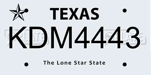 KDM4443 Texas License Plate
