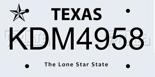 KDM4958 Texas License Plate