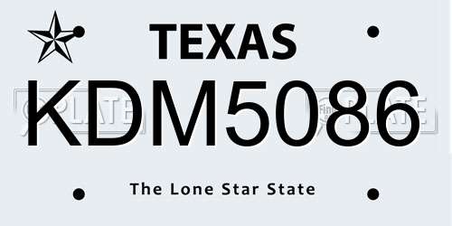 KDM5086 Texas License Plate