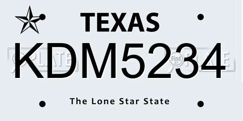 KDM5234 Texas License Plate