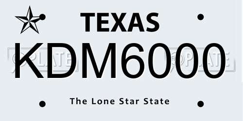 KDM6000 Texas License Plate