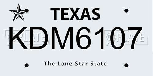 KDM6107 Texas License Plate