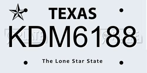 KDM6188 Texas License Plate