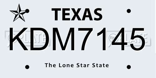 KDM7145 Texas License Plate