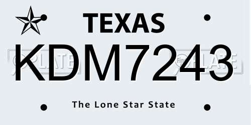 KDM7243 Texas License Plate