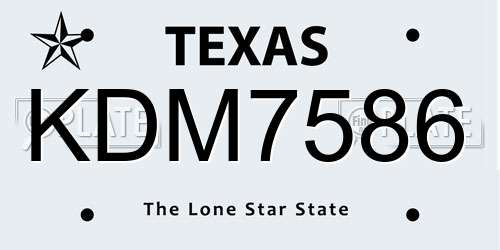 KDM7586 Texas License Plate