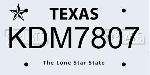 KDM7807 Texas License Plate