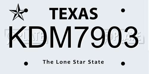 KDM7903 Texas License Plate