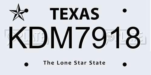 KDM7918 Texas License Plate