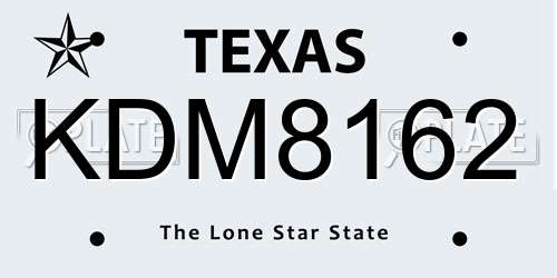 KDM8162 Texas License Plate