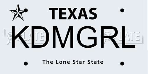 KDMGRL Texas License Plate