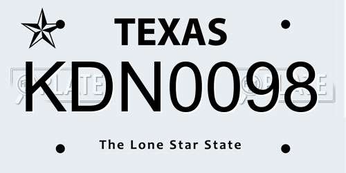 KDN0098 Texas License Plate