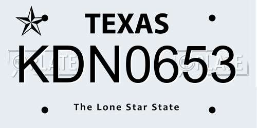 KDN0653 Texas License Plate
