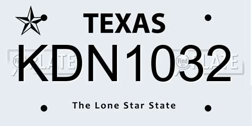 KDN1032 Texas License Plate