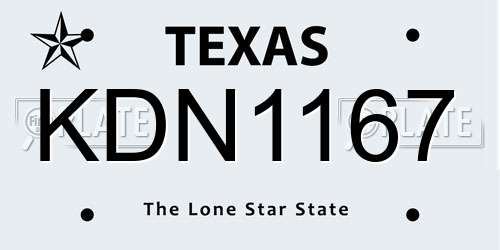 KDN1167 Texas License Plate