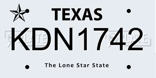 KDN1742 Texas License Plate