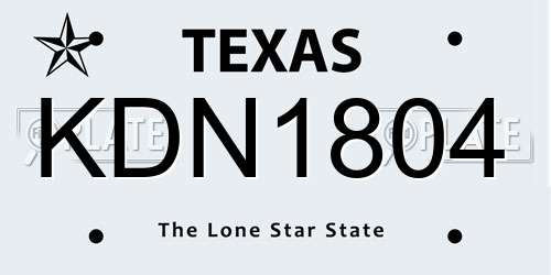 KDN1804 Texas License Plate
