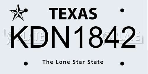 KDN1842 Texas License Plate