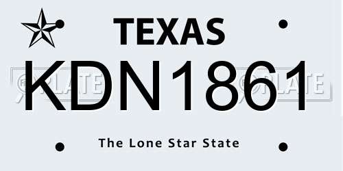 KDN1861 Texas License Plate