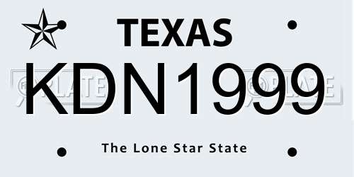 KDN1999 Texas License Plate