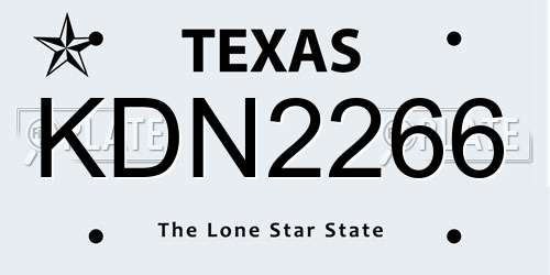 KDN2266 Texas License Plate