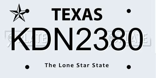 KDN2380 Texas License Plate