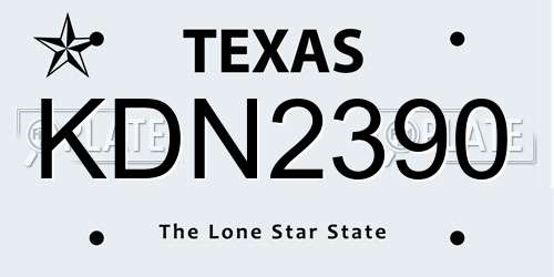 KDN2390 Texas License Plate