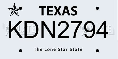 KDN2794 Texas License Plate