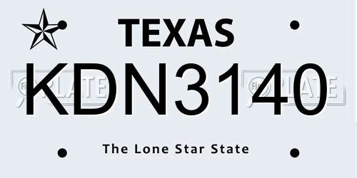 KDN3140 Texas License Plate