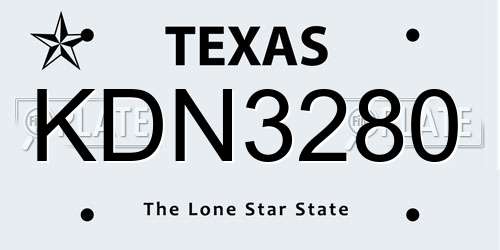 KDN3280 Texas License Plate