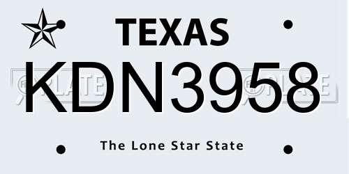 KDN3958 Texas License Plate