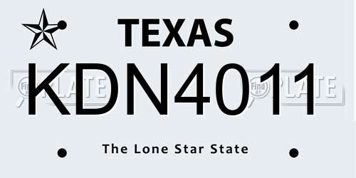 KDN4011 Texas License Plate