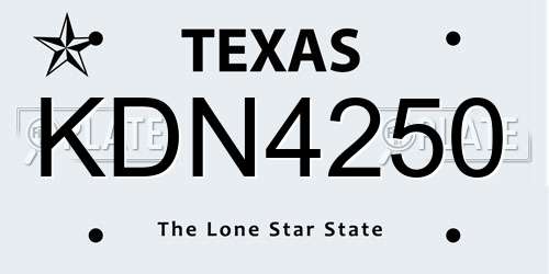 KDN4250 Texas License Plate