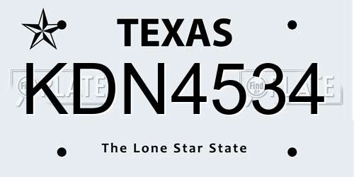 KDN4534 Texas License Plate