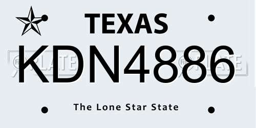 KDN4886 Texas License Plate