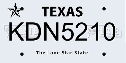 KDN5210 Texas License Plate