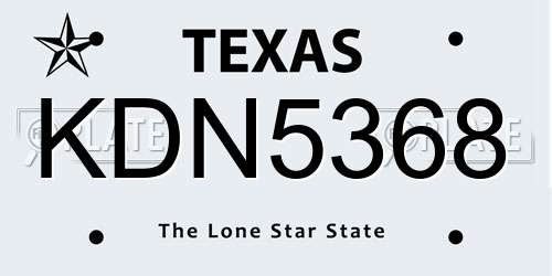 KDN5368 Texas License Plate
