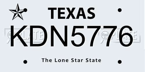KDN5776 Texas License Plate