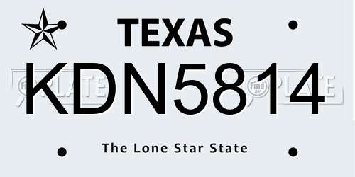 KDN5814 Texas License Plate