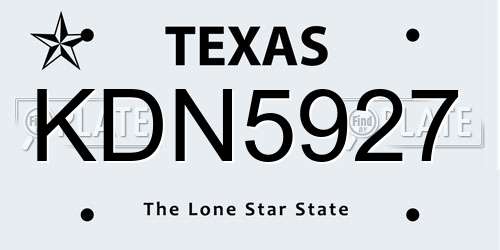 KDN5927 Texas License Plate
