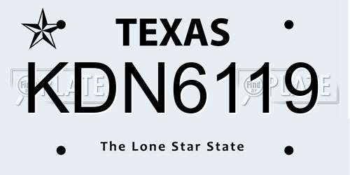 KDN6119 Texas License Plate