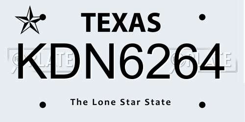 KDN6264 Texas License Plate