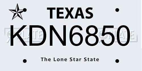 KDN6850 Texas License Plate