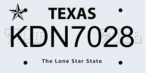 KDN7028 Texas License Plate